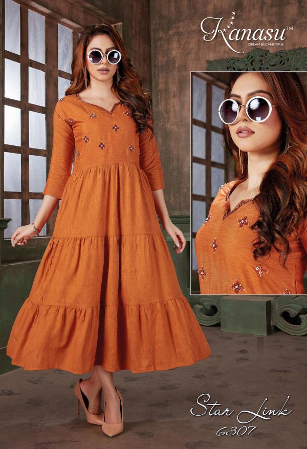 Kanasu Starlink Designer Rayon Long Kurti